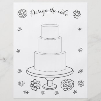 Illustrated Wedding Activity Cake Coloring Page by LaurEvansDesign at Zazzle