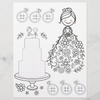 Illustrated wedding activity coloring page