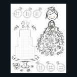 Illustrated wedding activity coloring page poster<br><div class="desc">Illustrated wedding activity coloring page with dots game and tic tac toe</div>