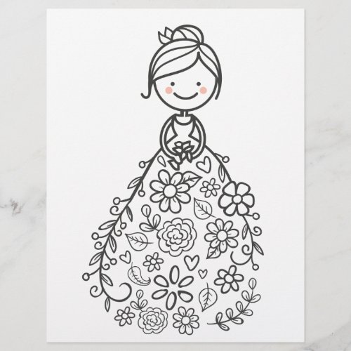 Illustrated Wedding Bride Coloring Page