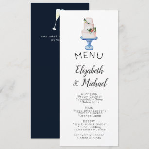 Illustrated Wedding Cake MENU Double sided Invitation