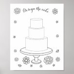 Illustrated Wedding Coloring Activity Cake Page Poster at Zazzle