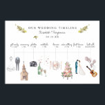 Illustrated Wedding Itinerary Timeline Welcome Poster<br><div class="desc">You want to make sure all of your wedding-day details are just right. And you should start with the first piece of decor your guests will see: your welcome sign! And these welcome signs aren't just for show; they also provide an important service for your guests. Many couples use them...</div>