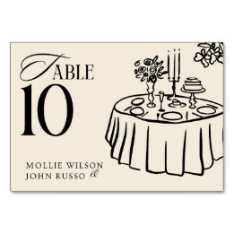 Illustrated Wedding Table Number – Elegant Dining