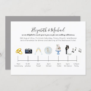 Illustrated Wedding Timeline Invitation Icons Fun