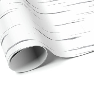 Illustrated White Gray Birch Bark Inspired Pattern Wrapping Paper