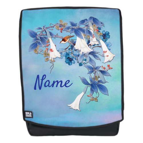 Illustrated  White Watercolor Moonflower Backpack