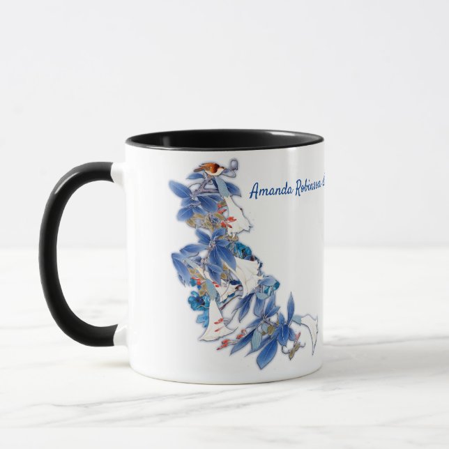 Illustrated  White Watercolor Moonflower Mug (Left)