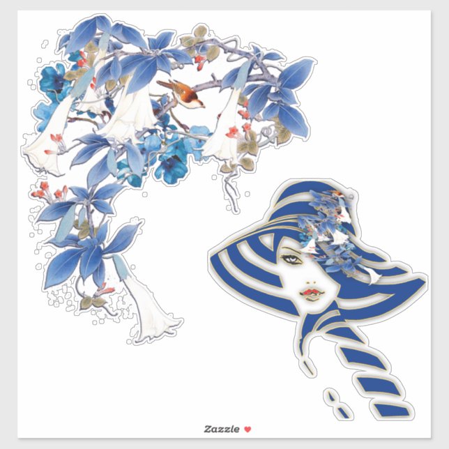 Illustrated  White Watercolor Moonflower Sticker (Sheet)