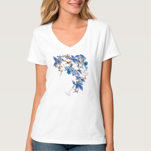 Illustrated  White Watercolor Moonflower T_Shirt