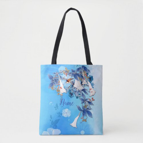 Illustrated  White Watercolor Moonflower Tote Bag