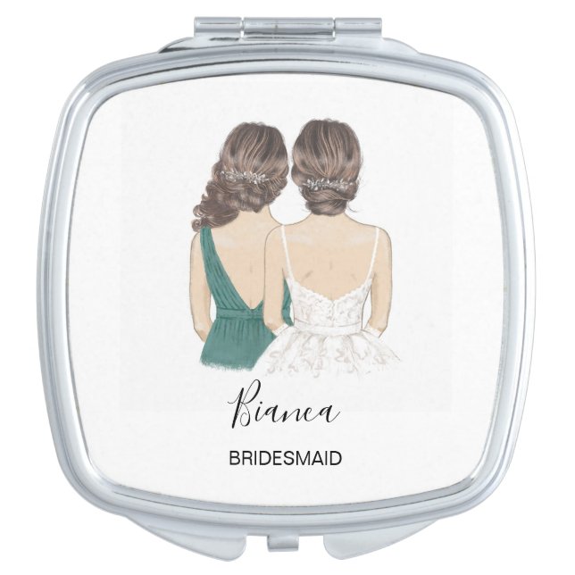 Illustrated will you be my bridesmaid  compact mir compact mirror (Front)