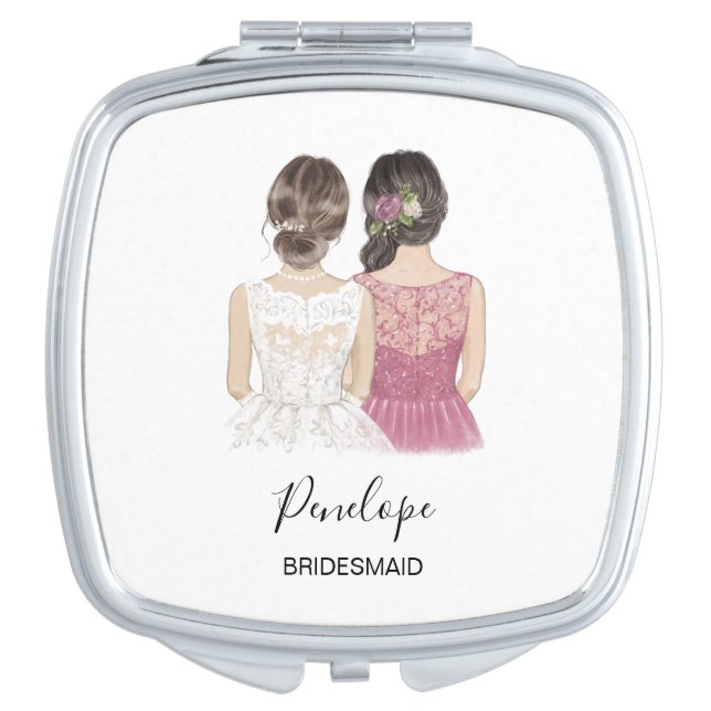 Illustrated will you be my bridesmaid compact mirr mirror (Front)