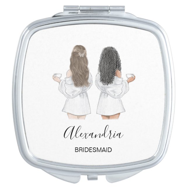 Illustrated will you be my bridesmaid  compact mirror (Front)