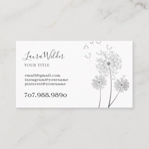 Illustrated Wind Blown Flowers Business Card