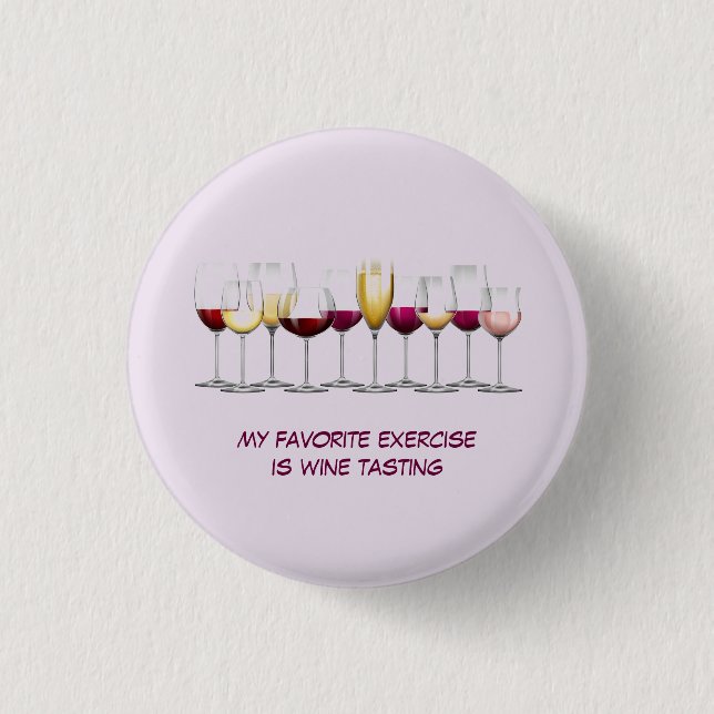Illustrated Wine Glasses Pinback Button (Front)