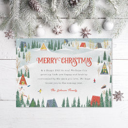 Illustrated Winter Scene Photo Back Holiday Card