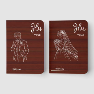 Illustrated Wood-Grain Wedding Vow Notebook