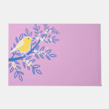 Illustrated Yellow Bird on a Pink Background