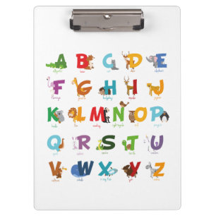 Illustration Alphabet Animal Letters Clipboard