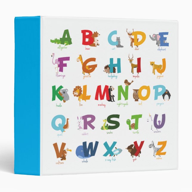 Illustration alphabet animals 3 ring binder (Front/Spine)