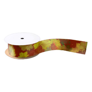 Illustration Autumn Leaves Satin Ribbon