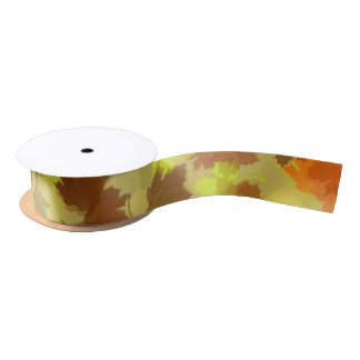 Illustration Autumn Leaves Satin Ribbon