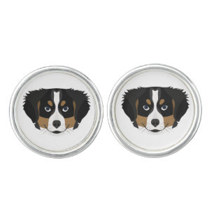 Illustration Bernese Mountain Dog Cufflinks