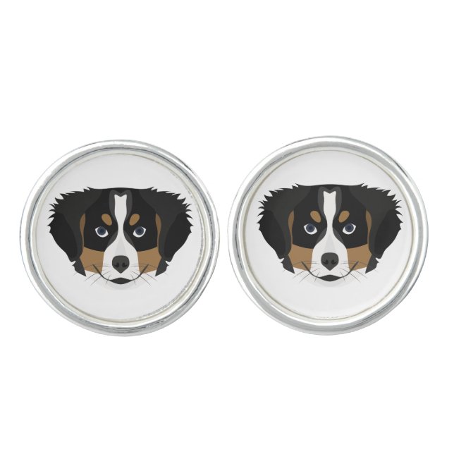 Illustration Bernese Mountain Dog Cufflinks (Front)