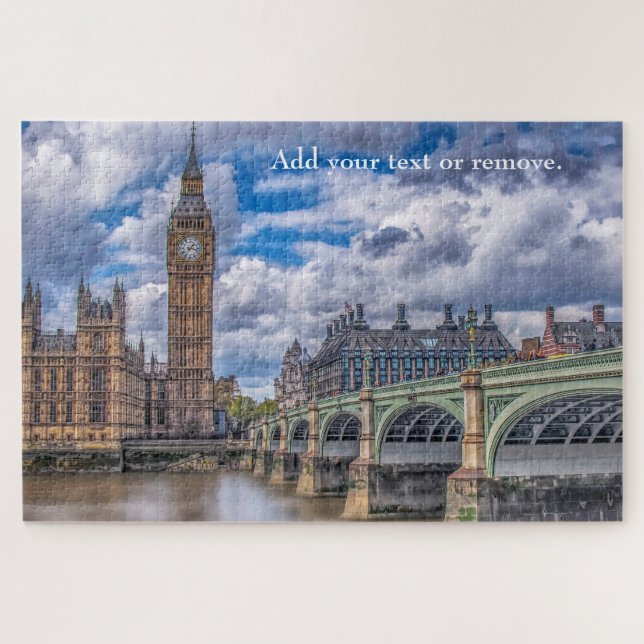 Illustration: Big Ben & Westminster Bridge, London Jigsaw Puzzle (Horizontal)