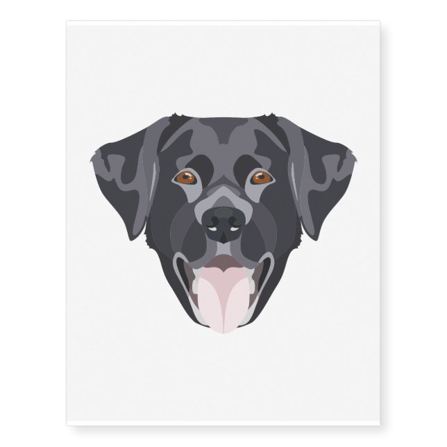 Illustration black Labrador retriever with smiles Temporary Tattoos (Front)