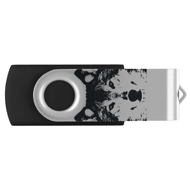 Illustration Black Wolf Flash Drive (Front)