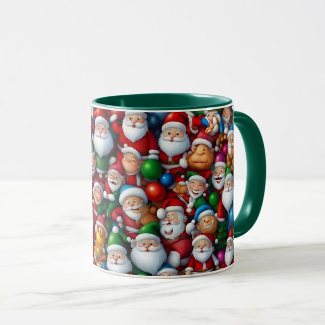 Illustration Cartoon Christmas Santa Tile Mug (Front Right)