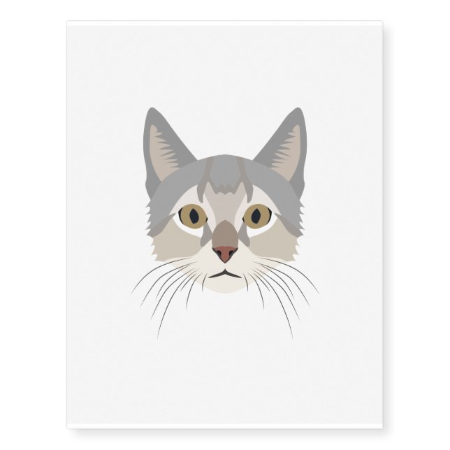 Illustration Cat Face Temporary Tattoos (Front)