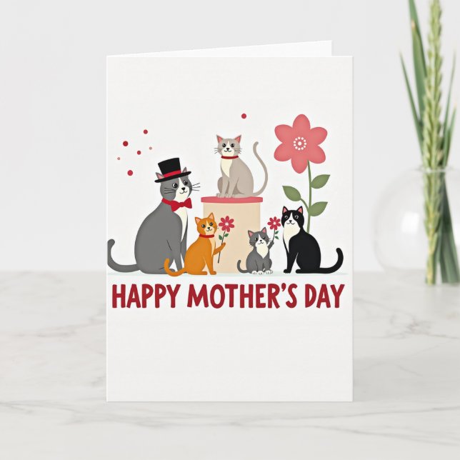 Illustration Cats Mothers Day Card (Front)