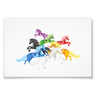 Illustration colorful wild Unicorns Photo Print