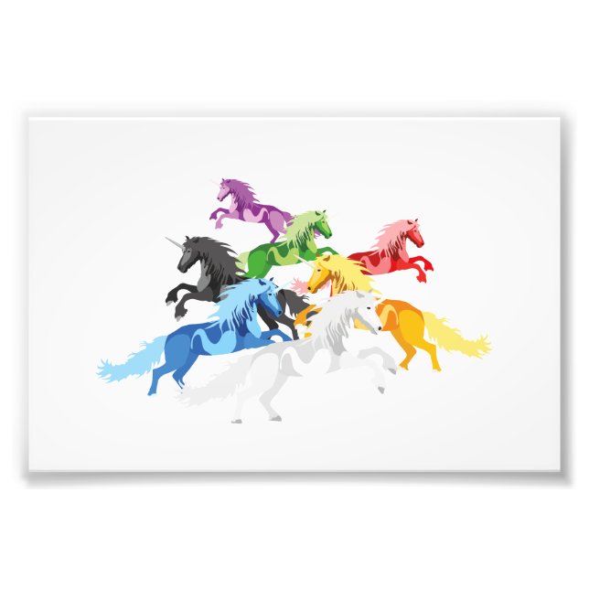 Illustration colorful wild Unicorns Photo Print (Front)