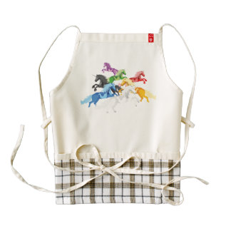 Illustration colorful wild Unicorns Zazzle HEART Apron