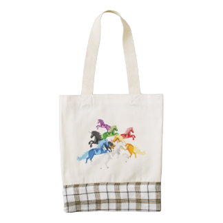 Illustration colorful wild Unicorns Zazzle HEART Tote Bag