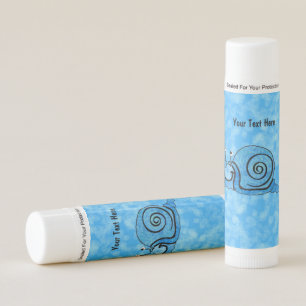 Illustration Cute Snail Big White Eyes Blue Shell Lip Balm