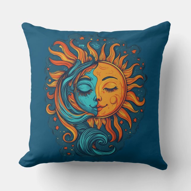 illustration Day Lady Sun Throw Pillow (Front)