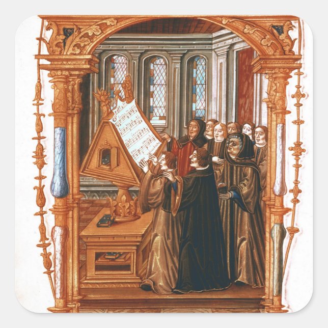Illustration  depicting  choir singing the square sticker (Front)