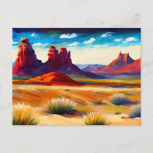 Illustration Desert Landscape Postcard