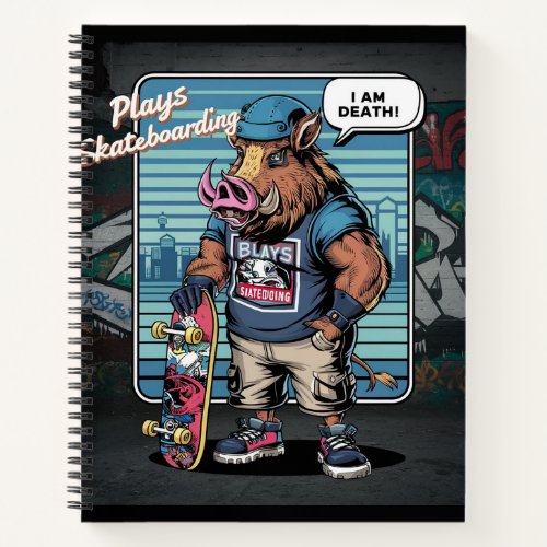 Illustration design of artistic skateboarding wild notebook