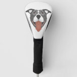 Illustration Dog Smiling Pitbull Golf Head Cover at Zazzle