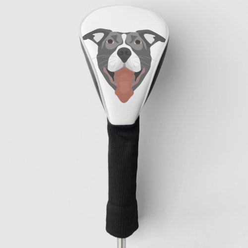 Illustration Dog Smiling Pitbull Golf Head Cover