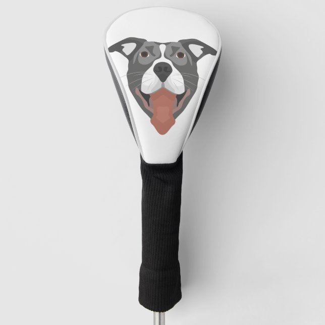 Illustration Dog Smiling Pitbull Golf Head Cover (Front)
