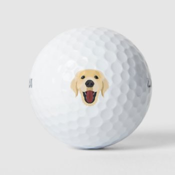 Illustration Dogs Face Golden Retriver Golf Balls by GreenOptix at Zazzle