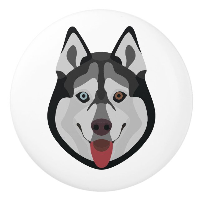 Illustration dogs face Siberian Husky Ceramic Knob (Front)