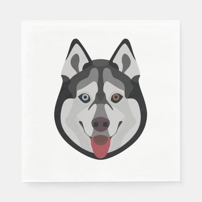 Illustration dogs face Siberian Husky Paper Napkins (Front)